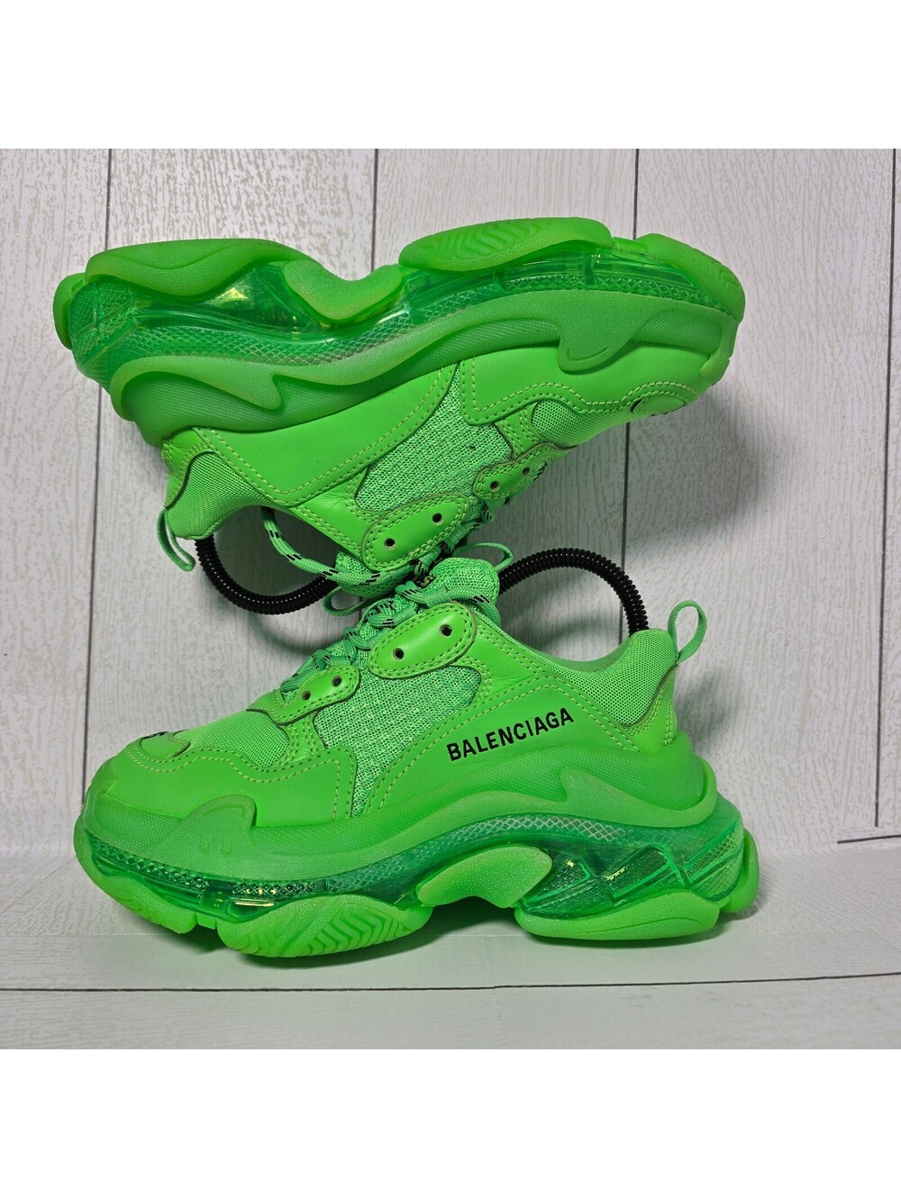 Balenciaga Triple S Clear Sole Neon Green Women’s Sneakers Size 5 US / EU 35